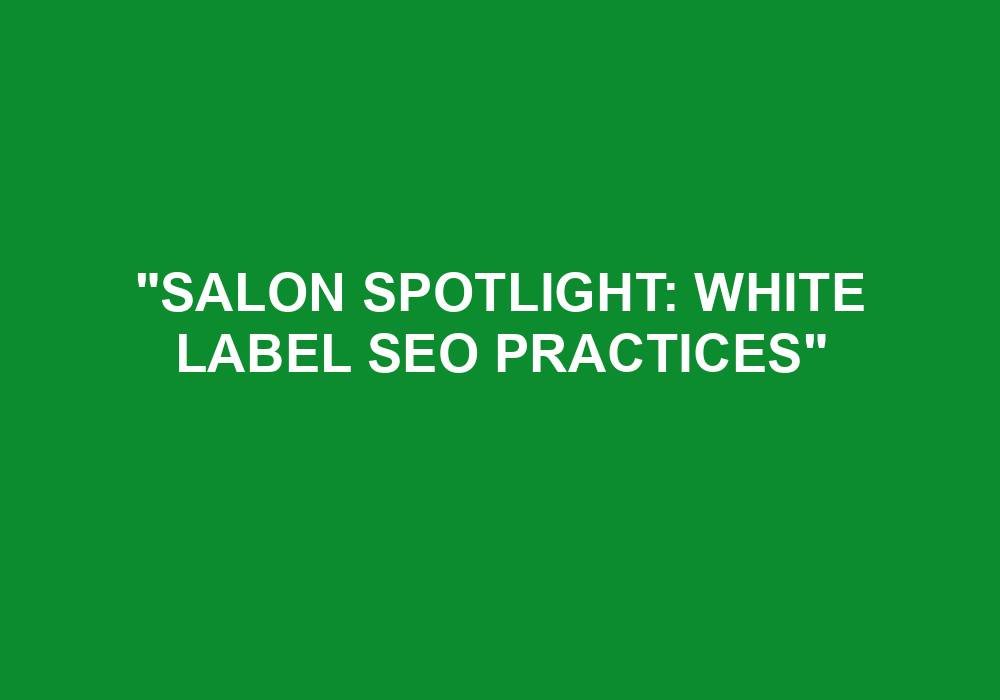 You are currently viewing “Salon Spotlight: White Label SEO Practices”